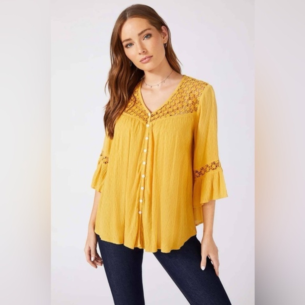 Karen Kane Flutter Sleeve Boho Blouse Small